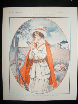 La Vie Parisienne Art Deco Print 1924 Lady Gun Shooter by Milliere