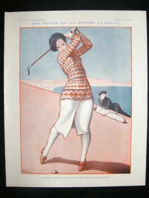 La Vie Parisienne Art Deco Print 1924 Pretty Lady Golfer by Vallee