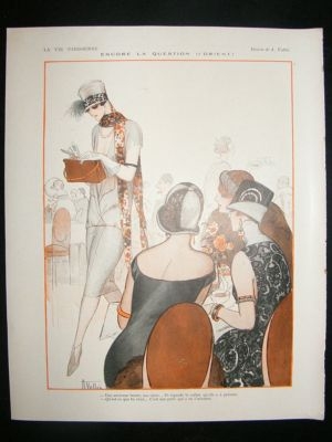 La Vie Parisienne Art Deco Print 1924 Encore La Question D'Orient! By Vallee