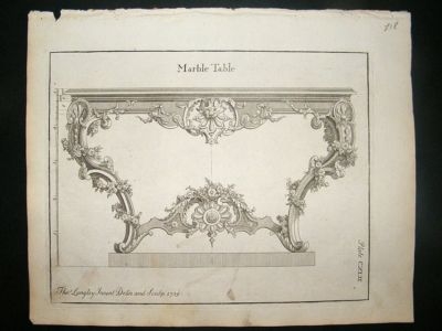Architectural Print: Ornate Marble Table designs, 1741,