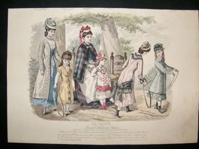 French Children Fashion Print: 1876 Folio, Hand Col, #4