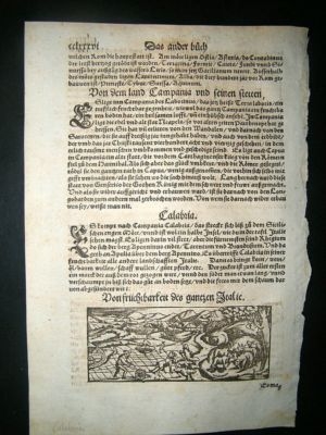 Munster: C1570 Woodcut. Calabria, Italy.