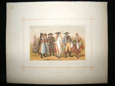 Germany, Caucasian Race: 1882 Antique Costume Print.