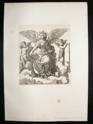 Marc Antonio etching, 1879 after Raphael, 'Allegorical