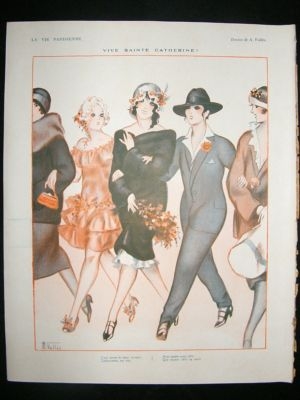 La Vie Parisienne Art Deco Print 1924 Vive Sainte Catherine by Vallee