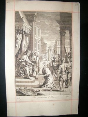 Religious 1690 Punishment of Haman, Folio Print, Blome