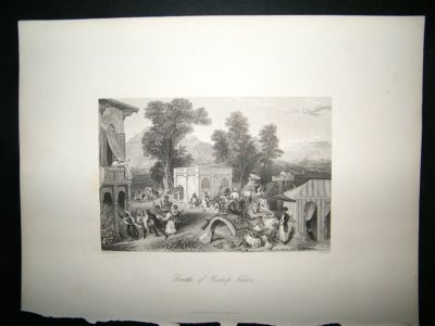 India: 1846 Steel Engraving, Death Of Bishop Heber Prin
