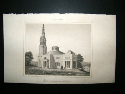USA: C1850 Steel Engraving, Richmond Church, Virginia.