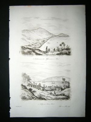 New Zealand:1834 Etching,Russel, Pahia Print.
