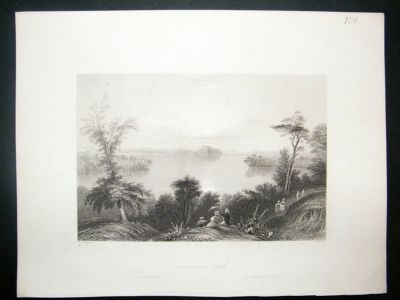 USA: c1840, Saratoga lake, New York, steel engraving