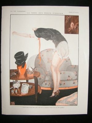 La Vie Parisienne Art Deco Print 1924 Lady in Underwear by Leonnec