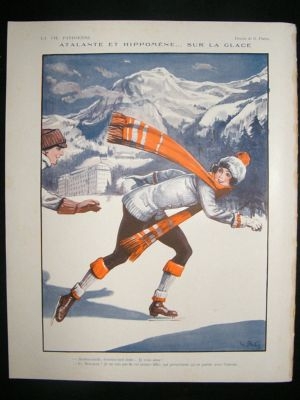 La Vie Parisienne Art Deco Print 1924 Sur la Grace-Ice Skating by Pavis
