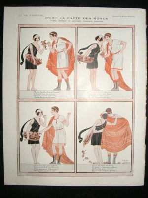 La Vie Parisienne Art Deco Print 1924 C'est La Faute Des Roses by Kuhn-Regnier
