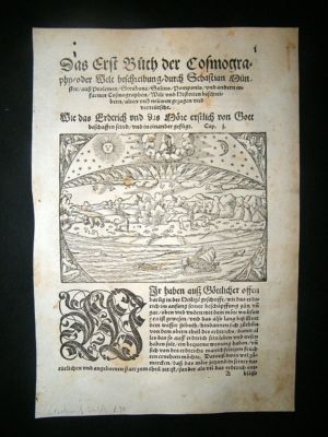 Munster: C1570 Woodcut. Creation Of The World 'Title Pa
