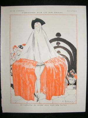 La Vie Parisienne Art Deco Print 1924 Venice Carnival Risque Lady by Fabiano