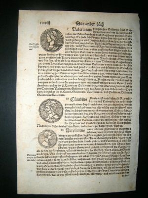 Munster: C1570 Woodcut. Roman Coins, Italy.