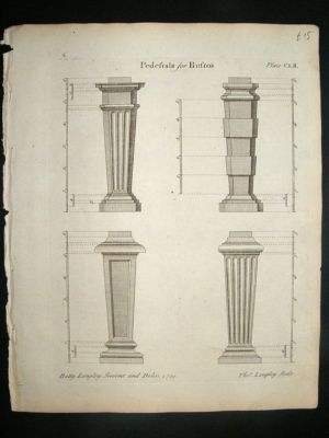 Architectural Print: Pedestal designs for Bustoes, 1741