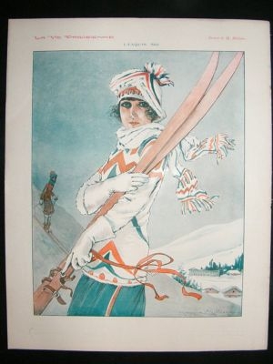 La Vie Parisienne Art Deco Print 1929 Pretty Female Ski