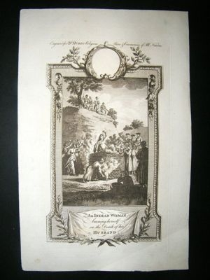 India: C1790 Copper Plate.  Indian Funeral Pyre.