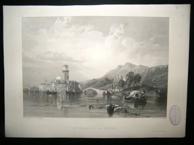 Italy 1854 Steel Engraving,  Gulf Of Venice Print.