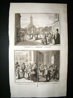 Netherlands 1730s Amsterdam, Costume etc. Folio Antique Print. Picart