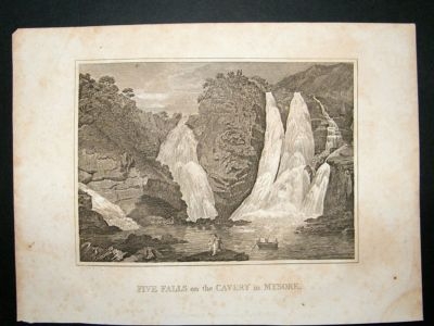 India: 1807 copper plate, Mysore, Five Falls