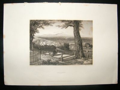 UK: 1834 Steel Engraving, Harrow, Middlesex, Print