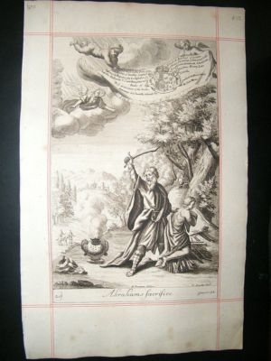 Religious 1690 Abrahams Sacrifice, Folio Print, Blome