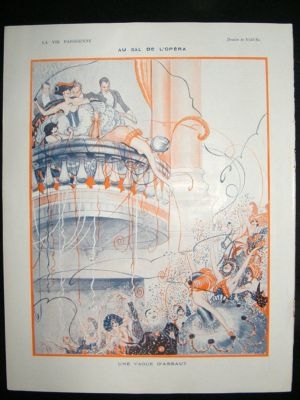 La Vie Parisienne Art Deco Print 1923 Au Bal de L'Opera