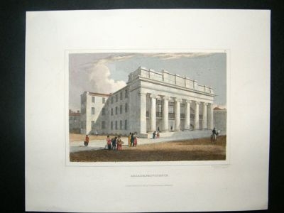 USA: 1832 steel engraving, Arcade, Providence, hand col