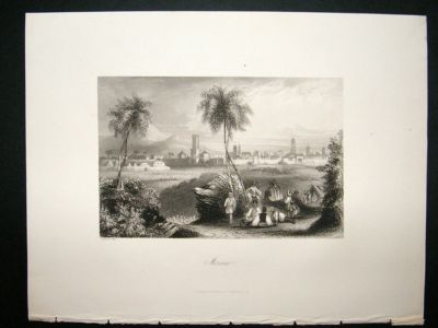 Morocco: 1847 steel engraving, antique print.