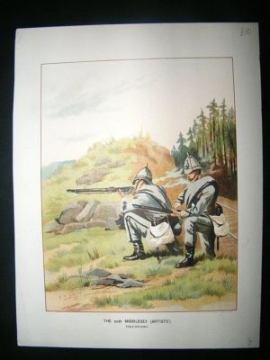 Military:1890 The 20th Middlesex Volunteers Print.