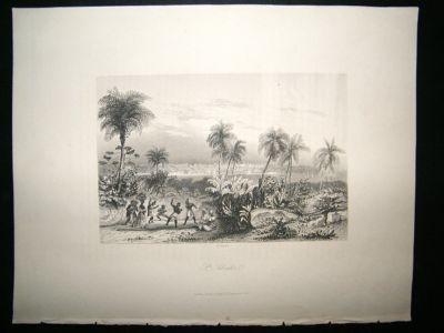 Brazil: 1847 Steel Engraving, St. Salvador Antique Print