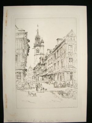 H. Edridge, 1880 etching, 'Rue de la Horloge'