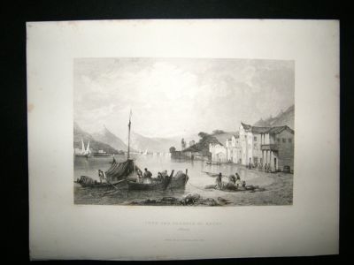 Greece: 1840 Steel Engravings, Bathi, Ithaca Print.