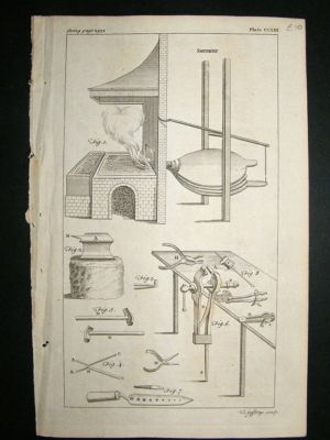 Smithery Blacksmith:1755 Antique Print.