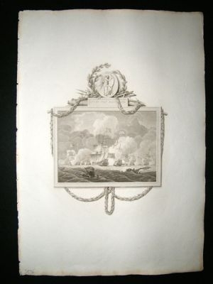 Naval Print: 1797 Anglo Dutch War in 1672. Ships, Antiq