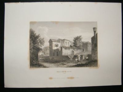 Italy: 1834 Steel Engraving, Petrarch's House, Arqua Pr