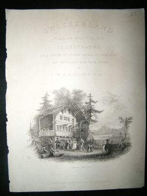 Switzerland: 1836 Steel Engraving, Thun Cottage, Title