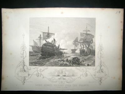 Naval Ship Print:1854 Lord Howe's Victory Over French.