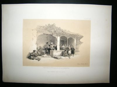 David Roberts Holy Land: 1856 Coffe Shop Of Cairo 247 Egypt, Antique Print.