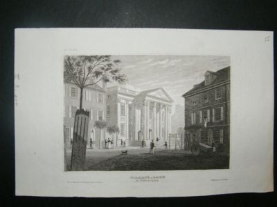 USA: c1850 steel engraving, Girardi's Bank, Philadelphi
