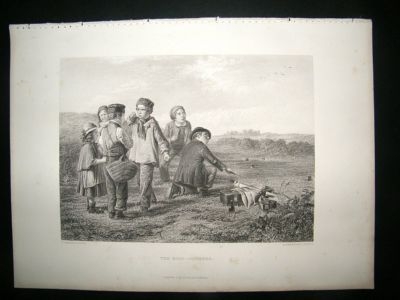 Children: 1880 'The Bird-Catchers '.   Antique Print.