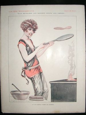 La Vie Parisienne Art Deco Print 1929 Cooking Crepes, P