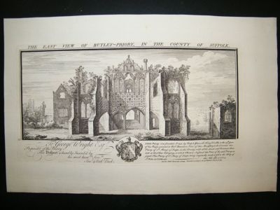 Buck: 1738 Folio Architecture print, East View of Butley-Priory, Suffolk.