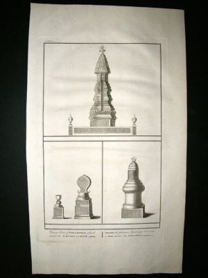 Siam 1730s Siamese Pagodas. Folio Antique Print. Picart
