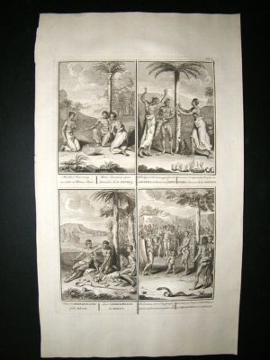 Africa Guinea 1730s Circumcision of Infant etc. Folio Antique Print. Picart