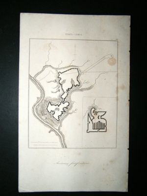 USA: C1850 Steel Engraving, Ancient Fortifications Plan