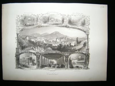 Germany: 1847 Steel Engraving, Carlsbad Antique Print