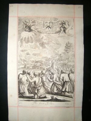 Religious 1690 The First Tables, Folio Print, Blome
